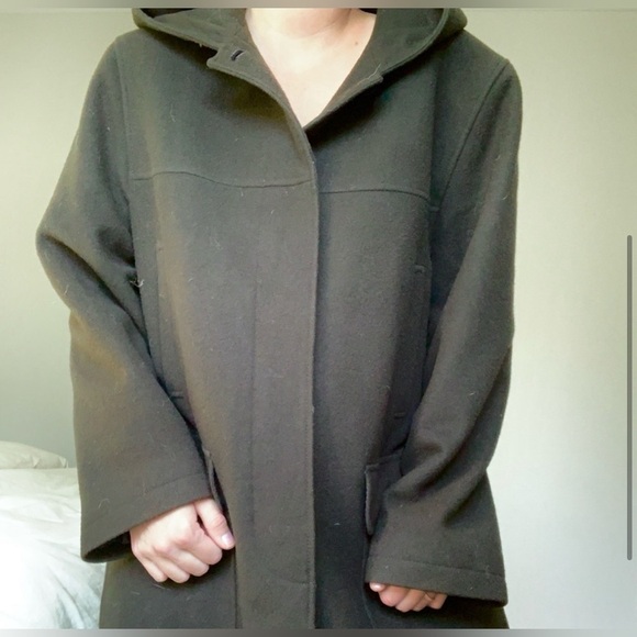 Vintage Olive Green Trench Coat Classic Oversized Wool Pea Coat Calvin Klein - Picture 2 of 5